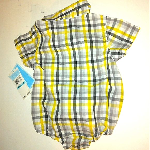 NWT☆U.S. POLO ASSN.☆ Striped Short Sleeve Button Down Collared Bubble Bodysuit☆ - Picture 2 of 10
